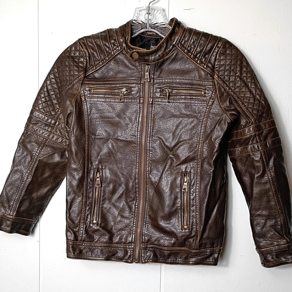 Budermmy Kids Soft Faux Leather Brown Gold Bomber Jacket 9-10 Years 140cm
